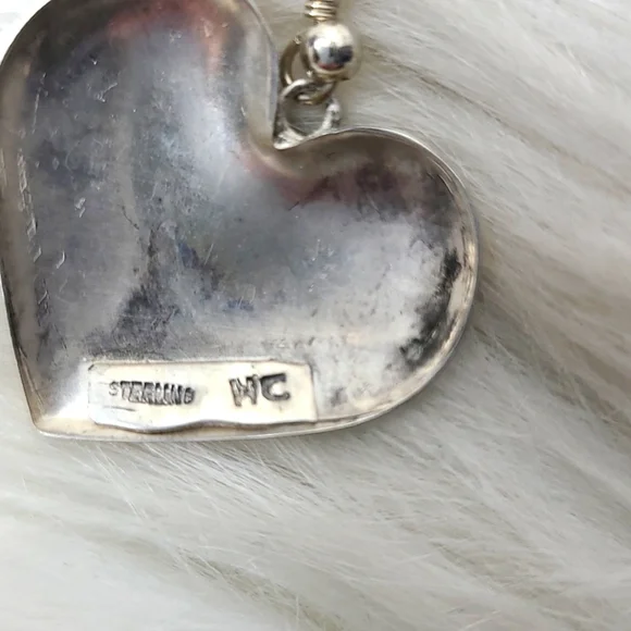 Heart Dangle Earrings Sterling Silver Handmade Jewelry Gift Unique Valentine's - Picture 4 of 4